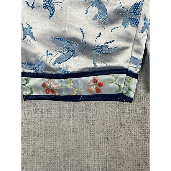 2 Piece Chinese Outfit Toddler Size 2 Blue Embroidered Floral Butterflies NWT - Picture 11 of 15